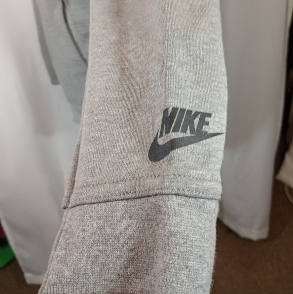 Nike Women Side Zip Hoodie, Gray, Fleece Waist Drawstring, Logo, Pockets, L - Picture 5 of 16